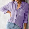 thumbnail image 2 of IROINID Rabais Chemises à Manches Longues pour Femmes à Col en V Détente Col Rabattu Blouse à Boutons Imprimée T-shirt, Violet, 2 of 6