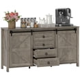 thumbnail image 1 of HOMCOM Buffet-Vaisselier de Style Ferme avec Portes, Gris Pâle Vieilli, 1 of 10
