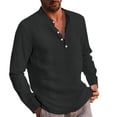thumbnail image 2 of PMUYBHF T-Shirts Graphiques pour Hommes Mode Décontractée Printemps et Automne Couleur Unie Col à Boutons Manches Longues, 2 of 6