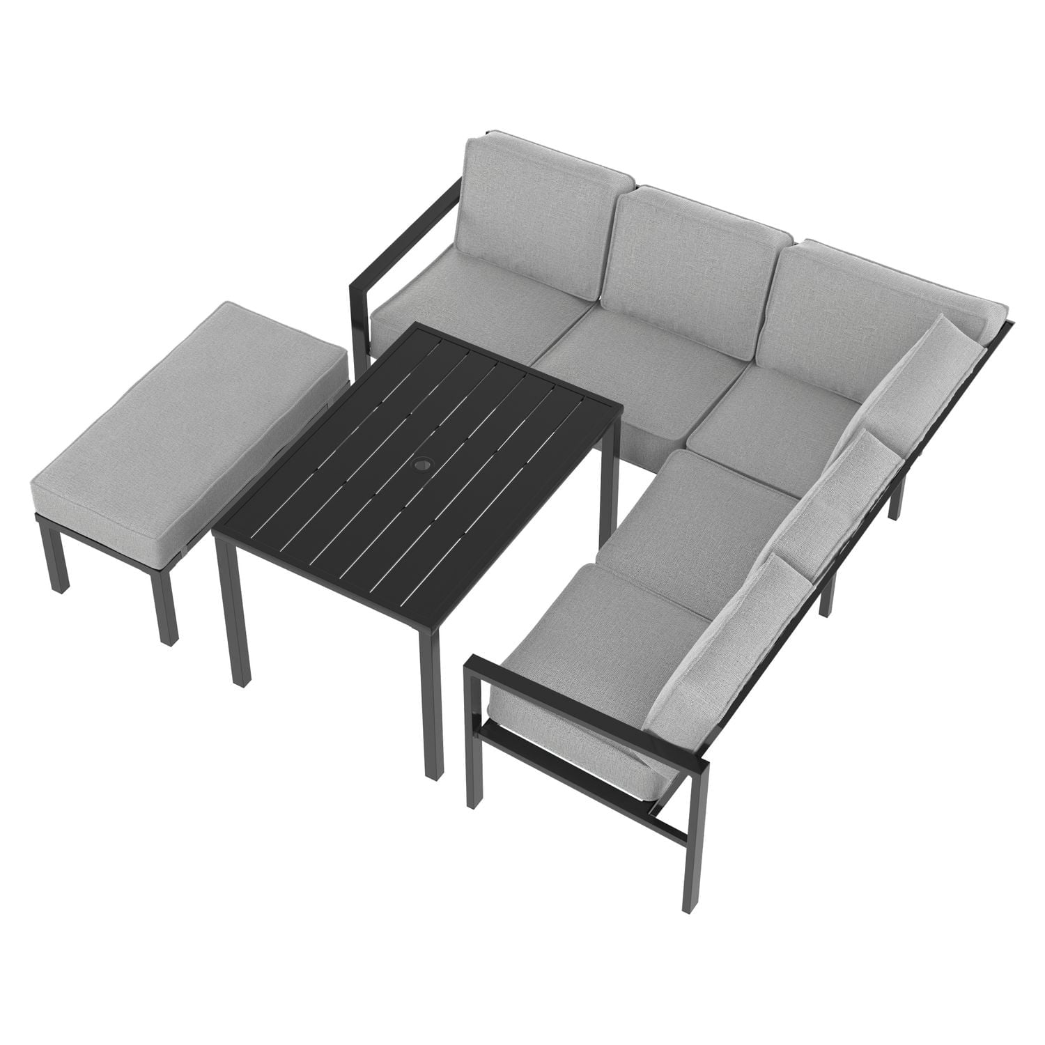 Mainstays Cobble Hill 3 pièces Patio Sectional Set, Polyester, Extérieur, Gris