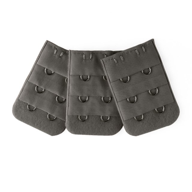 INSPIRE CHIC 3 Pcs Lady 3 Row 2 Hook Adjustable Underwear Bra Strap Extension Buckle Hooks Dark Gray One Size
