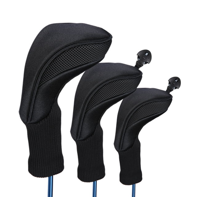 Generic Premium 3-Piece Golf Club Headcover Set in Black – Durable Nylon Protection for Your Golf Clubs, Scratch-Resistant Design, Multiple Color Options Available