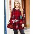 thumbnail image 3 of LARACE T-Shirt de Noël pour Femme Grande Taille à Rayures Boho à Manches Longues Tunique Col Rond Blouse en Tricot Flower46 4X, 3 of 5