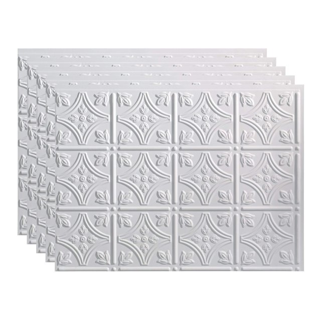 FASÄDE Traditional Style/Pattern 1 Decorative Vinyl 18in x 24in Backsplash Panel in Matte White (5 Pack)