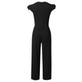 thumbnail image 5 of TrendOFT Womens Jumpsuits Dressy Summer Casual Knit Ruffle Cap Sleeve Solid Sleevelss Crew Neck Rib Womens Rompers One Piece Overalls Black S, 5 of 5