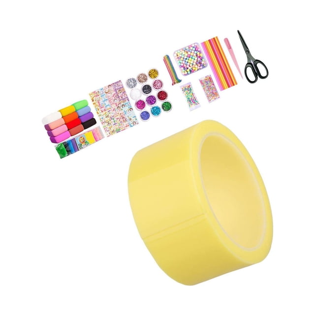 Blow Bubbles Double Sided Tape for Kids Classroom DIY Home Decor Craft Handmade Ball 1 Roll w Full Tools Yellow