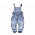 thumbnail image 1 of KIDSCOOL SPACE Baby & Little Boys/girls Water Washed Ripped Soft Denim Overalls,3-4 Years,Light Blue, 1 of 6