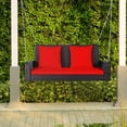 thumbnail image 3 of Patiojoy Outdoor Wicker Porch Swing Bench 2-Person Patio Rattan Swing Chair W/ Soft Cushions Red, 3 of 8
