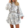 thumbnail image 3 of RKSTN Robes pour Femmes Volants en Chiffre Manches Longues Robe Moulante de Soirée Mini Robe Ample, 3 of 4