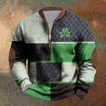 thumbnail image 2 of Penkiiy Chandail à Fermeture Éclair 1/4 avec Imprimé de Poitrine et Écusson de Trèfle de la Saint-Patrick S Vert Armée, 2 of 5