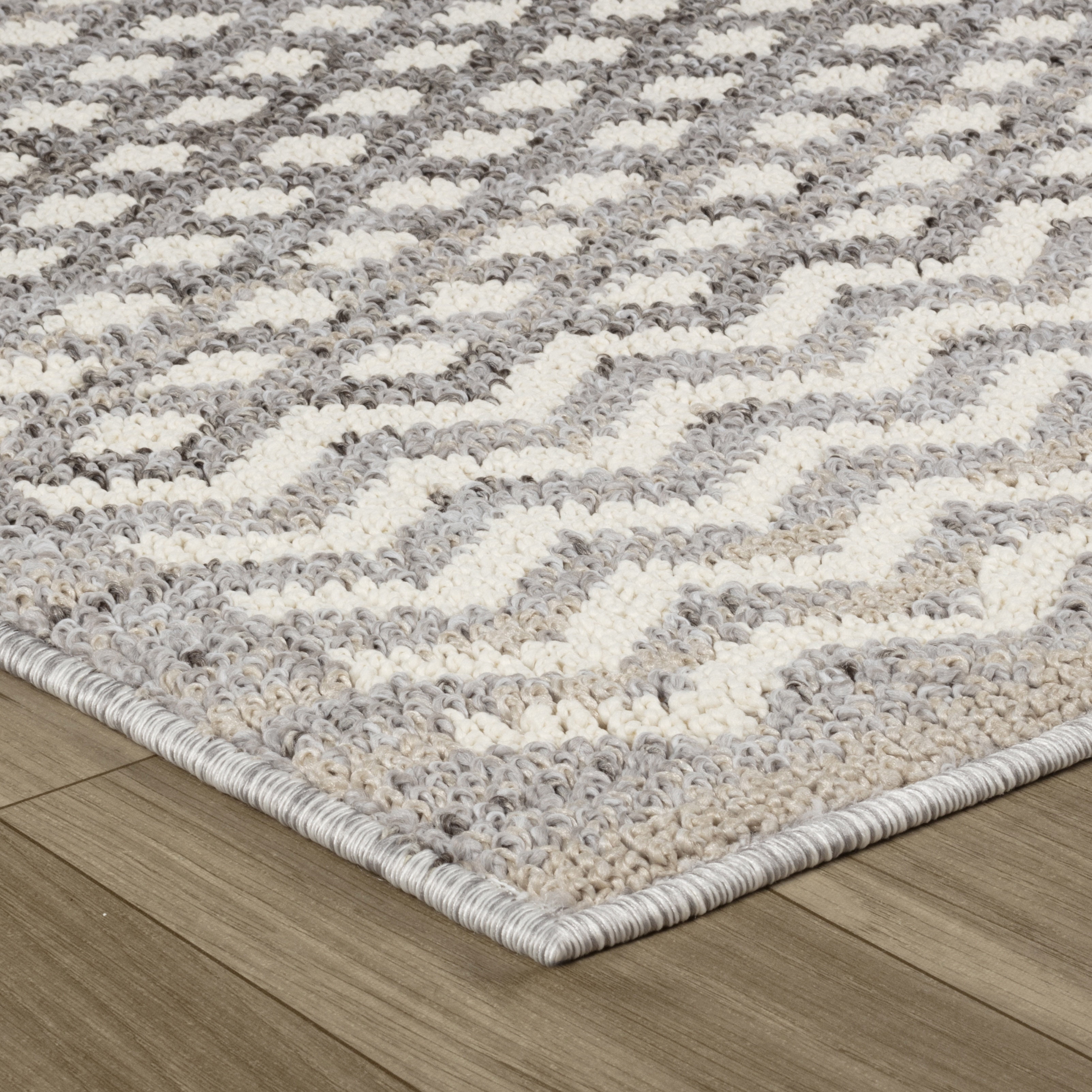 Tapis d'intérieur marocain Branch Jules, gris beige, géométrique - Salon, chambre, salle à manger et cuisine
