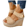 thumbnail image 3 of Mikilon Sandales de Plage à Plateforme Compensée à Bride Arrière à Bout Ouvert d'Été Confortables à Talons Hauts pour Femmes, 3 of 7