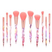 Makeup Brushes 10PCS Crystal Handle Makeup Brush Set, Premium Synthetic Bristles Cosmetic Brush for Powder Foundation Blush Concealer Blending Eyeshadow Eyeliner Make Up