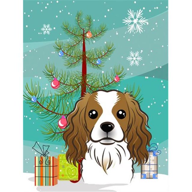 Carolines Treasures BB1596GF Christmas Tree And Cavalier Spaniel Flag Garden Size