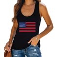 thumbnail image 2 of Pompotops Femmes Décontracté Drapeau Américain Imprimé Sans Manches Débardeur Décontracté Blouse T-shirt, 2 of 5