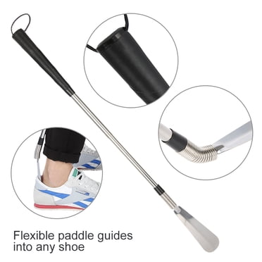 Fyydes Shoe Horn, Portable Shoe Horn,Portable Long Shoe Horn Stainless Steel Spring Handled Shoe Accessories for Eldly People