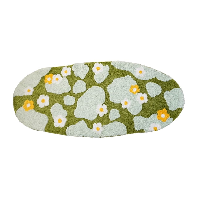Moss Bathroom Rug, Soft Microfiber Bath Mat, Non-Slip Absorbent Area Carpet, Machine Washable for Shower, Bedroom, and Kitchen