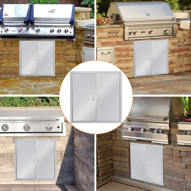 Ourlova 17 Inches by 24 Inches Stainless Steel Outdoor Kitchen Access Doors High Quality Easy Installation Rust Resistant and Durable for Your Outdoor Cooking Space