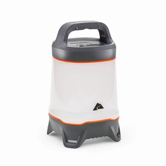 Lanterne de camping LED Ozark Trail 1 000 lumens – 5 modes d'éclairage, autonomie de 75 heures, résistante à l'eau, gris/orange