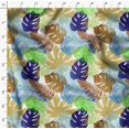 thumbnail image 4 of Soimoi Orange Modal Satin Fabric Tropical Leaves Print Fabric by Yard 42 Inch Wide, 4 of 5