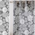 thumbnail image 2 of Vargottam Gray Fruits Print Sheer Curtains for Short Windows - Set of 2 Panels, 63", Grommet Top, Printed Georgette, Light Filtering Drapes for Kitchen or Bedroom, 2 of 9