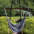 thumbnail image 2 of Sunnydaze Modern Boho Style Soft Spun Polyester Rope Hanging Caribbean XL Hammock Chair Swing - Gray, 2 of 9
