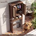 thumbnail image 4 of OMCPET 67 Inch Freestanding Bathroom Vanity With Hand Woven Rattan Doors and Hidden Storage Made of Solid High Density Fiberboard Featuring a Space Saving Design Walnut, 4 of 9