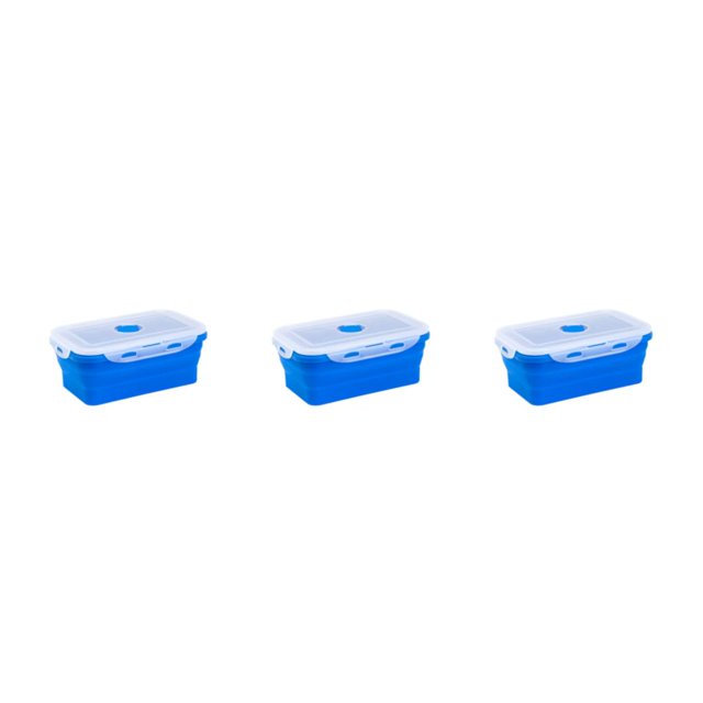 Ruiboury Silica Gel Compact And Convenient For Easy Storage Making Lightweight Sealed Preservation Box Microwave Lunch Box deep blue 540ml 3Set