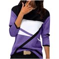 thumbnail image 2 of Jsaierl 2024 Automne Hauts à Manches Longues pour Femmes Col Rond Confortables T-Shirts Graphiques Géométriques Tendance Chemises Amples Décontractées Habillées Blouses de Travail, 2 of 3