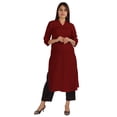 thumbnail image 1 of Moomaya Blouses Unies à Plis Nervurés pour Femmes Kurti Ethnique Indien Décontracté Kurta en Coton, 1 of 7