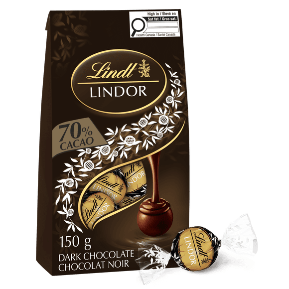Lindt LINDOR 70% Cacao Dark Chocolate Truffles, 150-Gram Bag