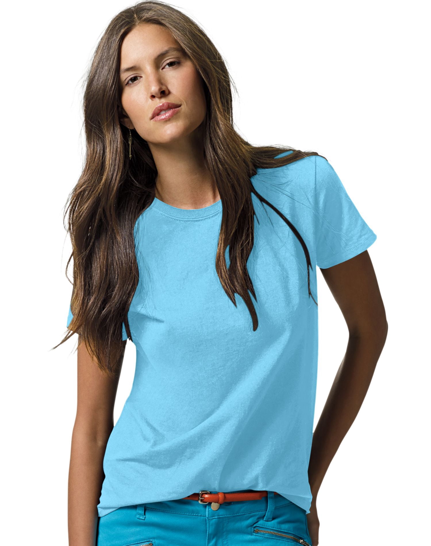 Hanes ComfortSoft T-Shirt à Col Ras du Cou en Jersey Coupe Décontractée pour Femmes, m, Bleu Horizon