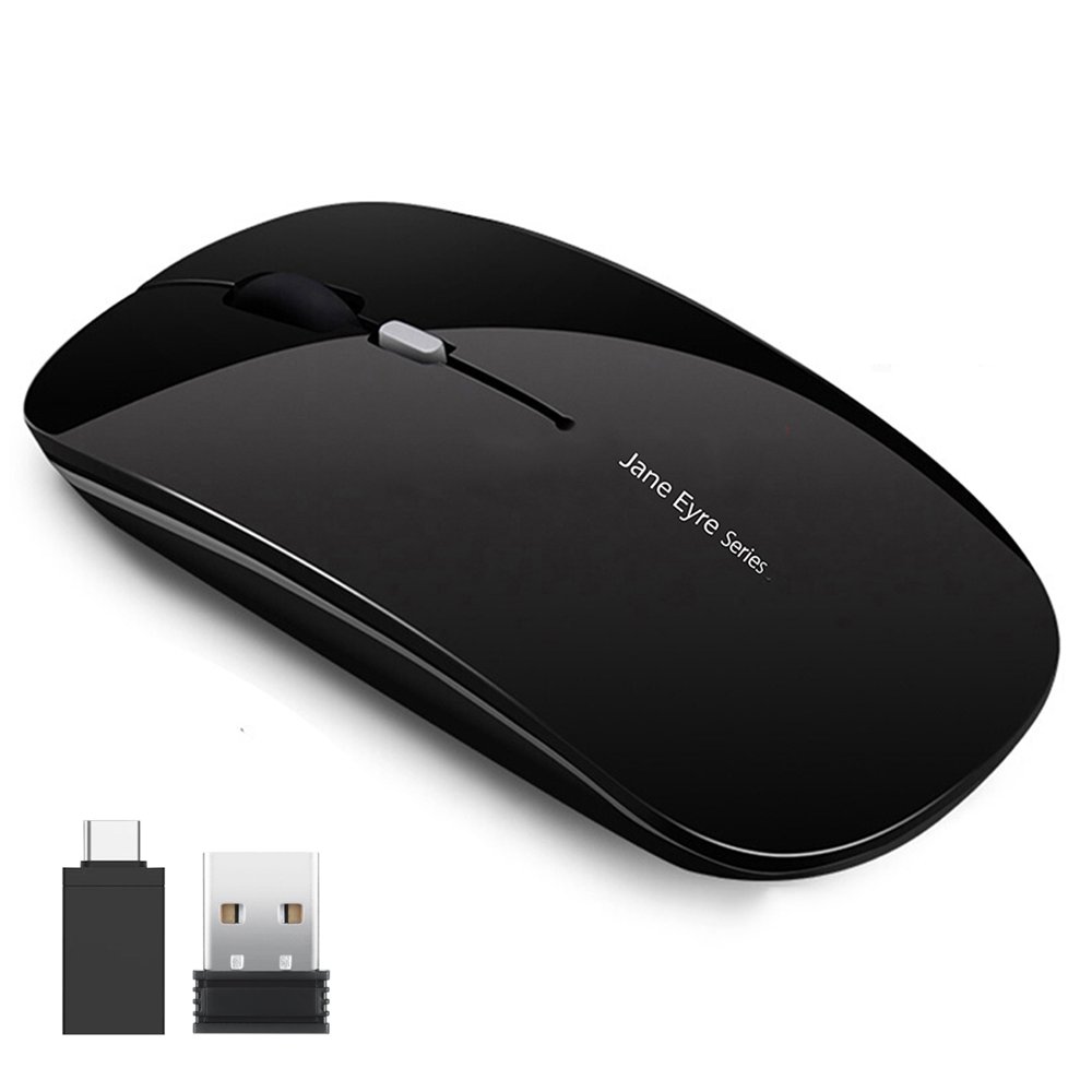 JUNWELL Wireless Mouse Silent Rechargeable Computer Mouse with USB Nano Receiver