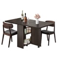 thumbnail image 4 of Aoile Petite Table à Manger Pliante avec 2 Niveaux de Rangement, Abattant Extensible pour Petit Espace, Cuisine, Noyer, 4 of 10