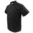 thumbnail image 2 of Men Women Double Breasted Short Sleeve Chef Coat Unisex Chef Restaurant Cook Uniform L Black Short Sleeve, 2 of 9