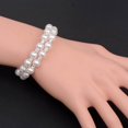 thumbnail image 4 of Women Chic Pearl Rhinestone Stretch Bridal Wedding Prom Bracelet for Bridal Wedding Prom 2 Row, 4 of 9