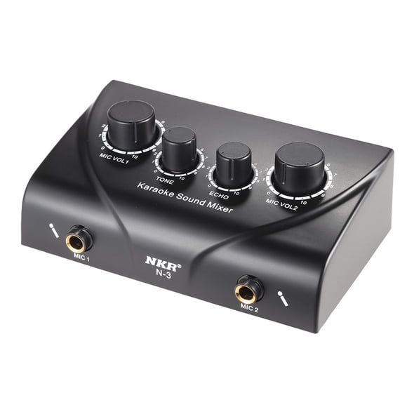 MesaSe Portable Karaoke Sound Audio Stereo Echo Mixer Dual Microphone Inputs With RCA Cable Power Adapter for TV PC Smartphone Amplifier