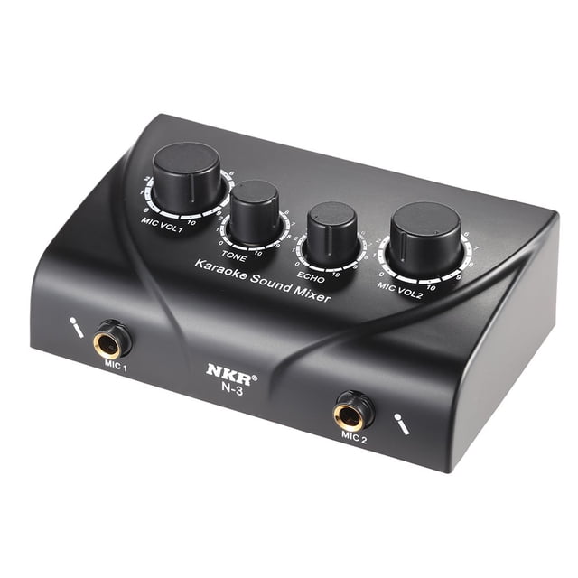 MesaSe Portable Karaoke Sound Audio Stereo Echo Mixer Dual Microphone Inputs With RCA Cable Power Adapter for TV PC Smartphone Amplifier