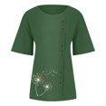 thumbnail image 4 of CHOK Mchoice Chemises pour Femmes 2024 à Manches Courtes Décontractées Hauts Grande Taille Col Rond Imprimé Ample Blouse en Coton et Lin à Boutons, 4 of 5
