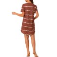 thumbnail image 3 of INSPIRE CHIC Chemise de Nuit pour Femme Col Rond Manches Courtes Nuisette Rayée S Bourgogne, 3 of 6