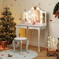 thumbnail image 4 of Costway Coiffeuse pour Enfants Ensemble de Coiffeuse Princesse Table et Chaise avec Miroir Éclairé Blanc, 4 of 10