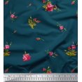 thumbnail image 1 of Soimoi Polyester Crepe Fabric Leaves & Carnation Floral Printed Fabric 1 Yard 42 Inch Wide, 1 of 1