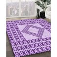 thumbnail image 3 of Ahgly Tapis d'Intérieur Lavable en Machine Carré Transitionnel Fleur Rose, 5 Pieds Carré, 3 of 7