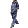 thumbnail image 1 of Timegard Lounge Sets for Women 2 Piece Plus Size Cotton Linen Button up Shirts Loose Pants Lightweight Outfits, 1 of 6