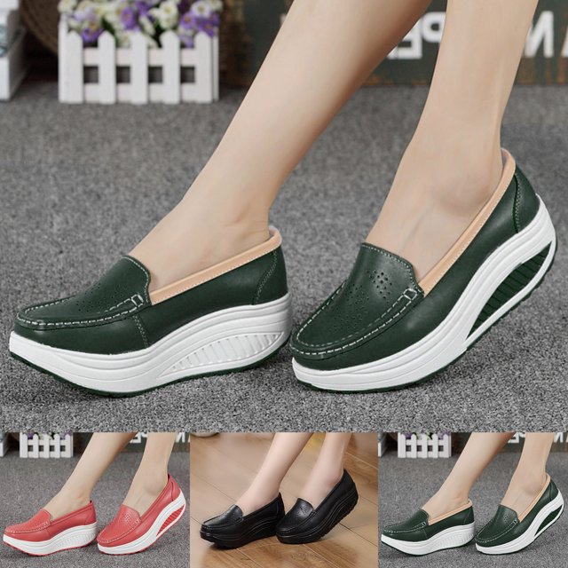 Espadrilles Femmes Mode Décontractée Solide à Enfiler Compensées Semelle Épaisse Plateformes Chaussures de Travail Chaussures de Course Femmes Noir 43