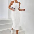thumbnail image 2 of Oksale Robes Moulantes pour Femmes Sans Manches Côtelées Robe Maxi Ajustée Douce Extensible Confortable Col Ras du Cou Dos Nu Robes d'Été pour Fête de Vacances Blanc TG, 2 of 6