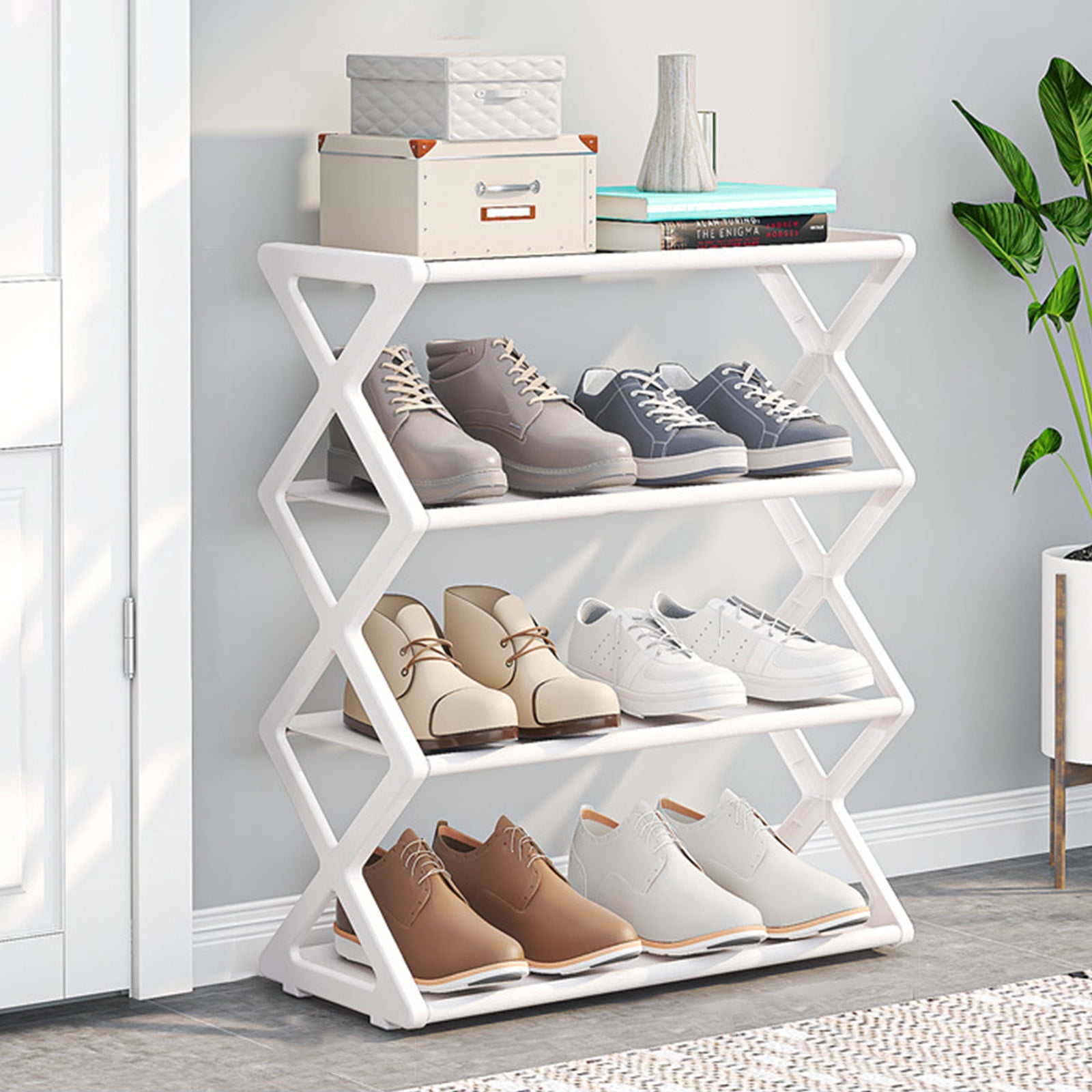 TopLLC Organization and Storage Household X-type Shoe Rack Multifunctional Double Steel Tube Assembly Shoe Cabinet Dormitory Shelf shoe rack
