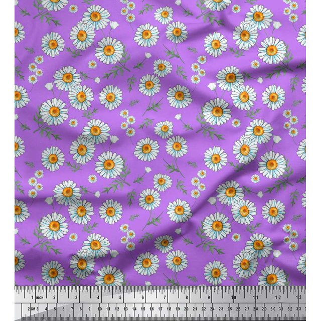 Soimoi Rayon Fabric Leaves & Aster Floral Decor Fabric Printed Yard 42 Inch Wide