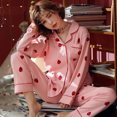 thumbnail image 2 of Pyjama Femme Manches Longues Printemps et Automne Pyjama cardigan à Revers polyester Coton Grande Taille Mode Décontractée Vêtement d'Extérieur Tenue de Maison, 2 of 6