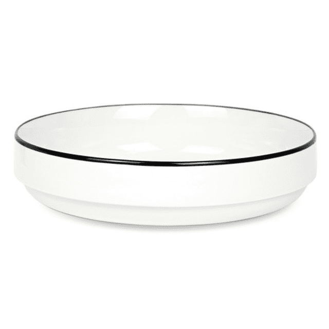 Mainstays Black Rim Stoneware Solid Pattern Round Meal Bowl